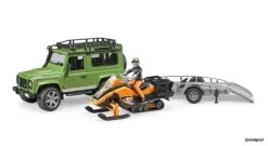 2594 Bruder Land Rover Defender Met Sneeuwscooter 1:16