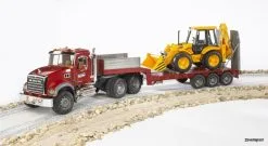 2813 Bruder MACK Granite LKW , Tieflader +Bagger -Bruder Verkoopwinkel BR2813 2