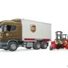 3581 Bruder Scania R-Serie UPS Logistik-LKW M. Stap -Bruder Verkoopwinkel BR3581