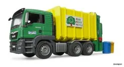 3764 Bruder MAN TGS Müll-LKW Hecklader Grün/gelb -Bruder Verkoopwinkel BR3764 1
