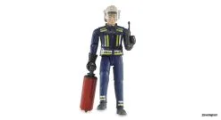 60100 Bruder Bworld Feuerwehrmann, Helm, Handsch.,etc