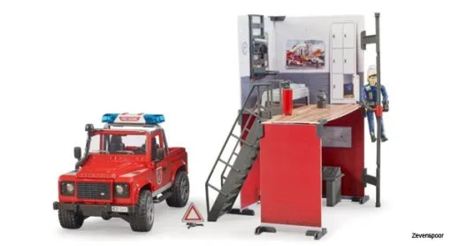 62701 Bruder Bworld Feuerwehrstation Mit Land Rover -Bruder Verkoopwinkel BR62701