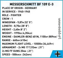 Cobi Bouw Sets 5727 Cobi WWII MESSERSCHMITT BF 109 E-2 -Bruder Verkoopwinkel CO5727 8